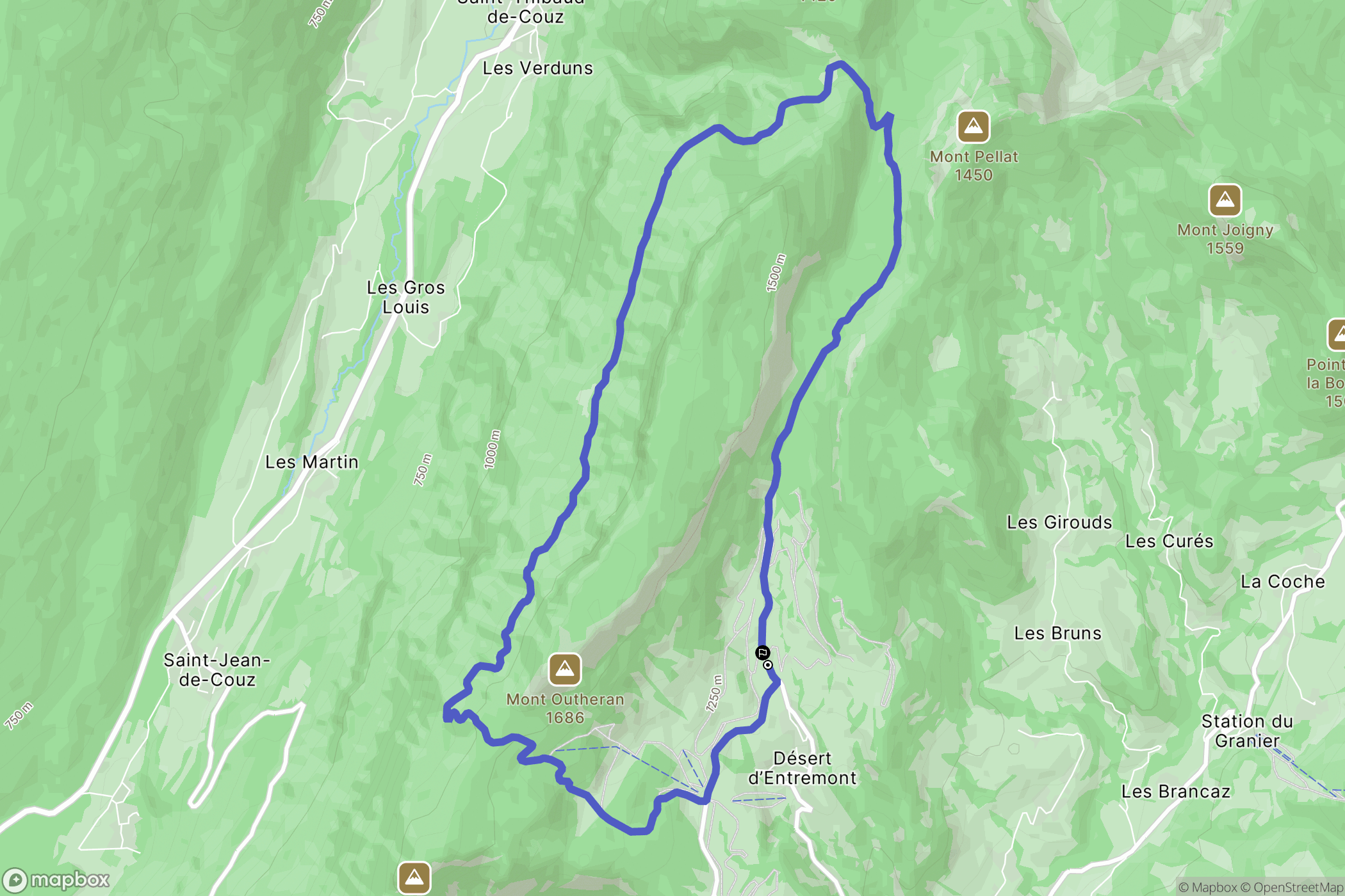 Entremont-le-Vieux : carte du parcours de randonnée - France
