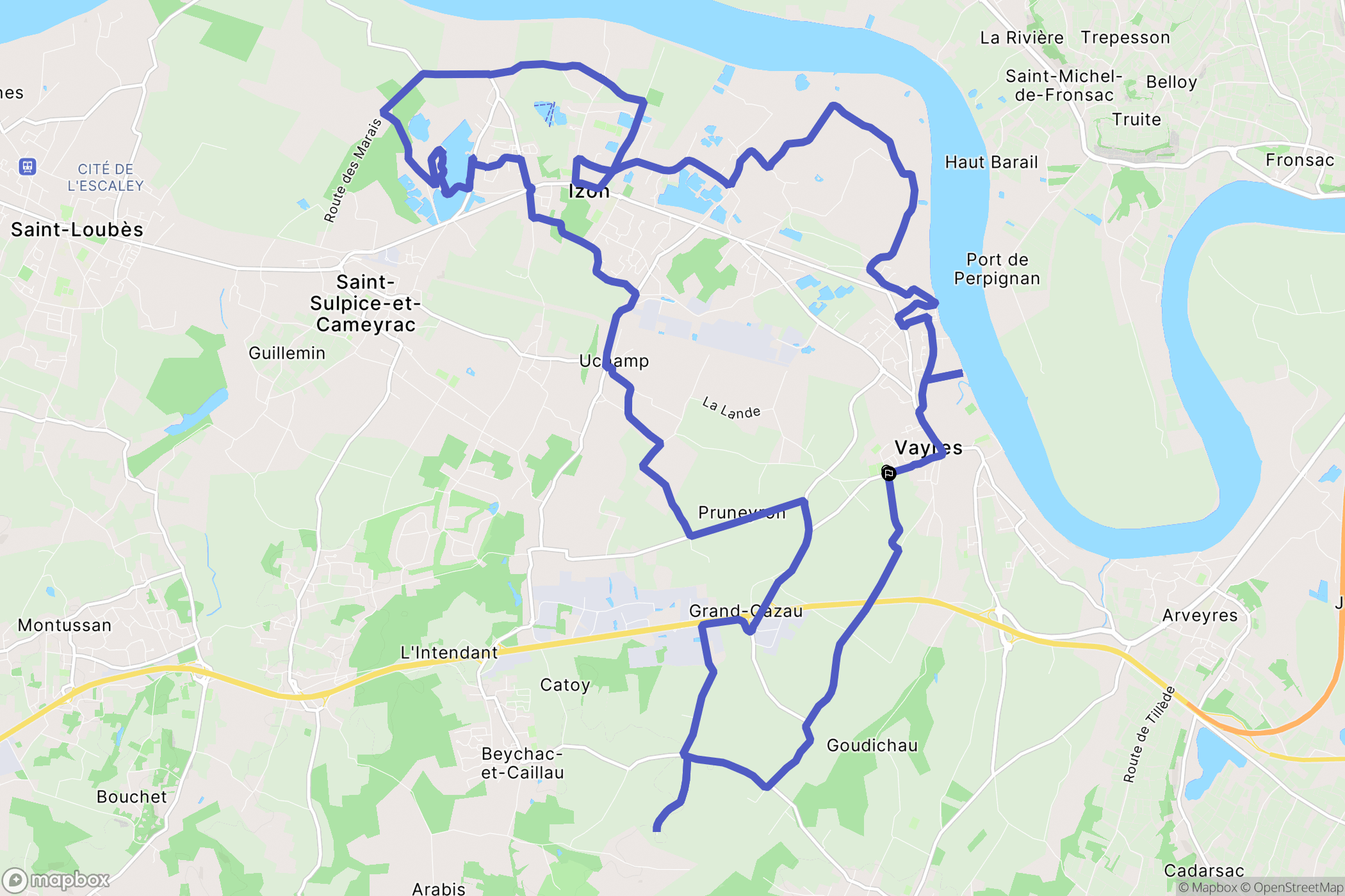 Vayres : carte du parcours de randonnée - France