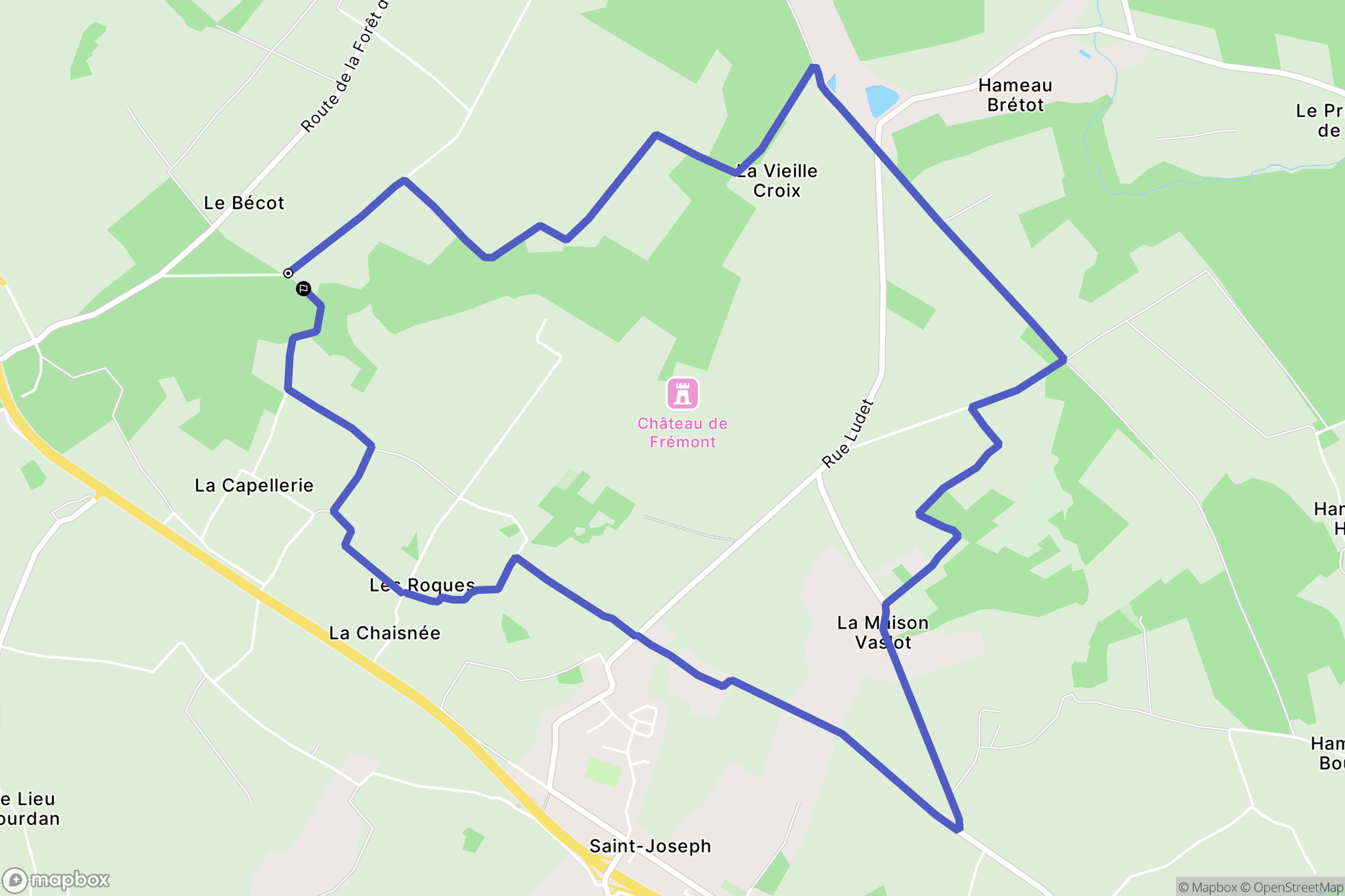 Brix : carte du parcours de randonnée - France