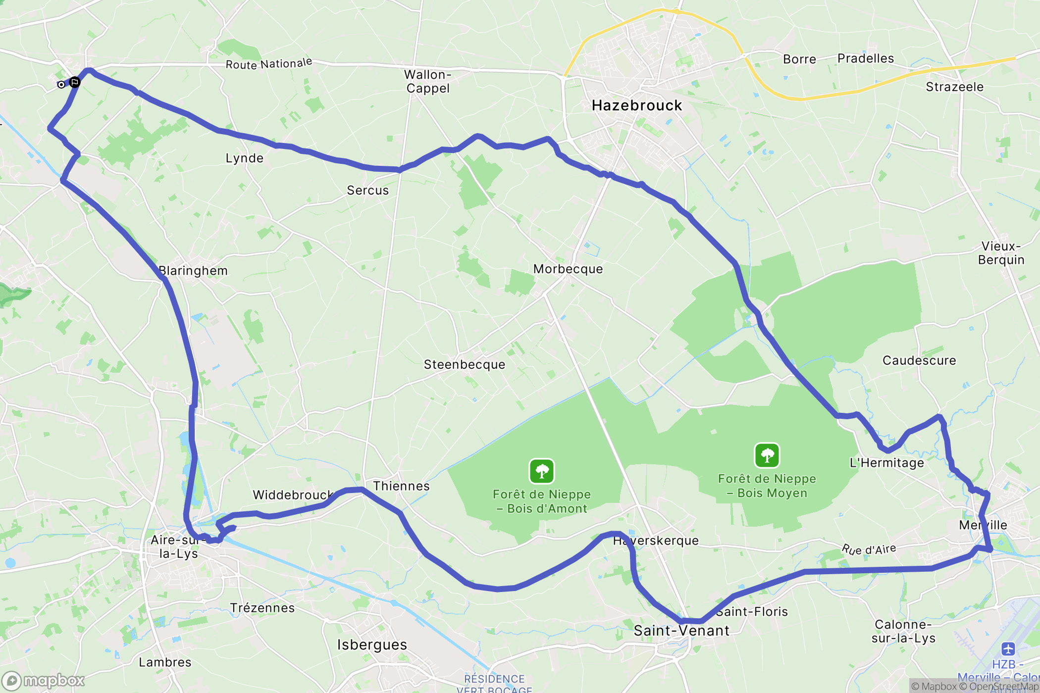 Renescure : carte du parcours de randonnée - France