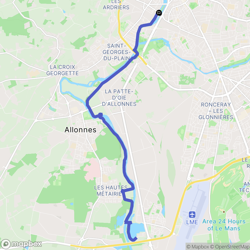Le Mans : carte du parcours de randonnée - France