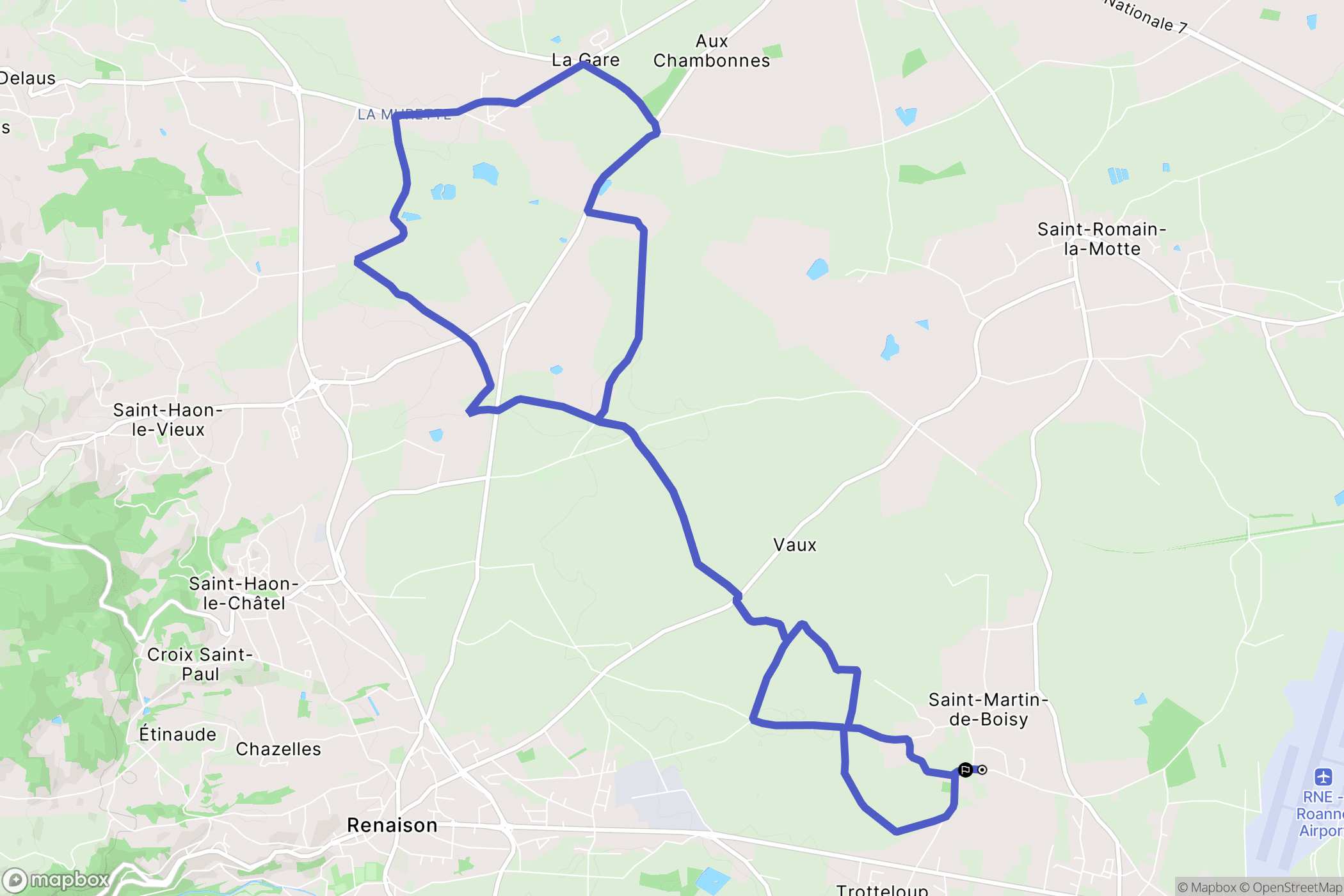 Pouilly-les-Nonains : carte du parcours de randonnée - France
