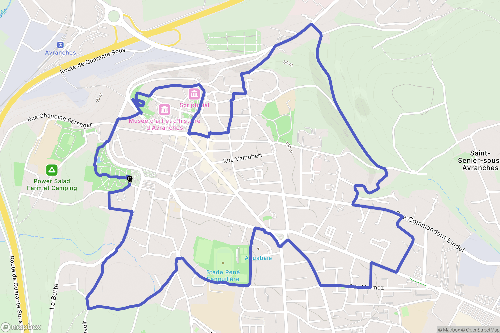Avranches : carte du parcours de randonnée - France