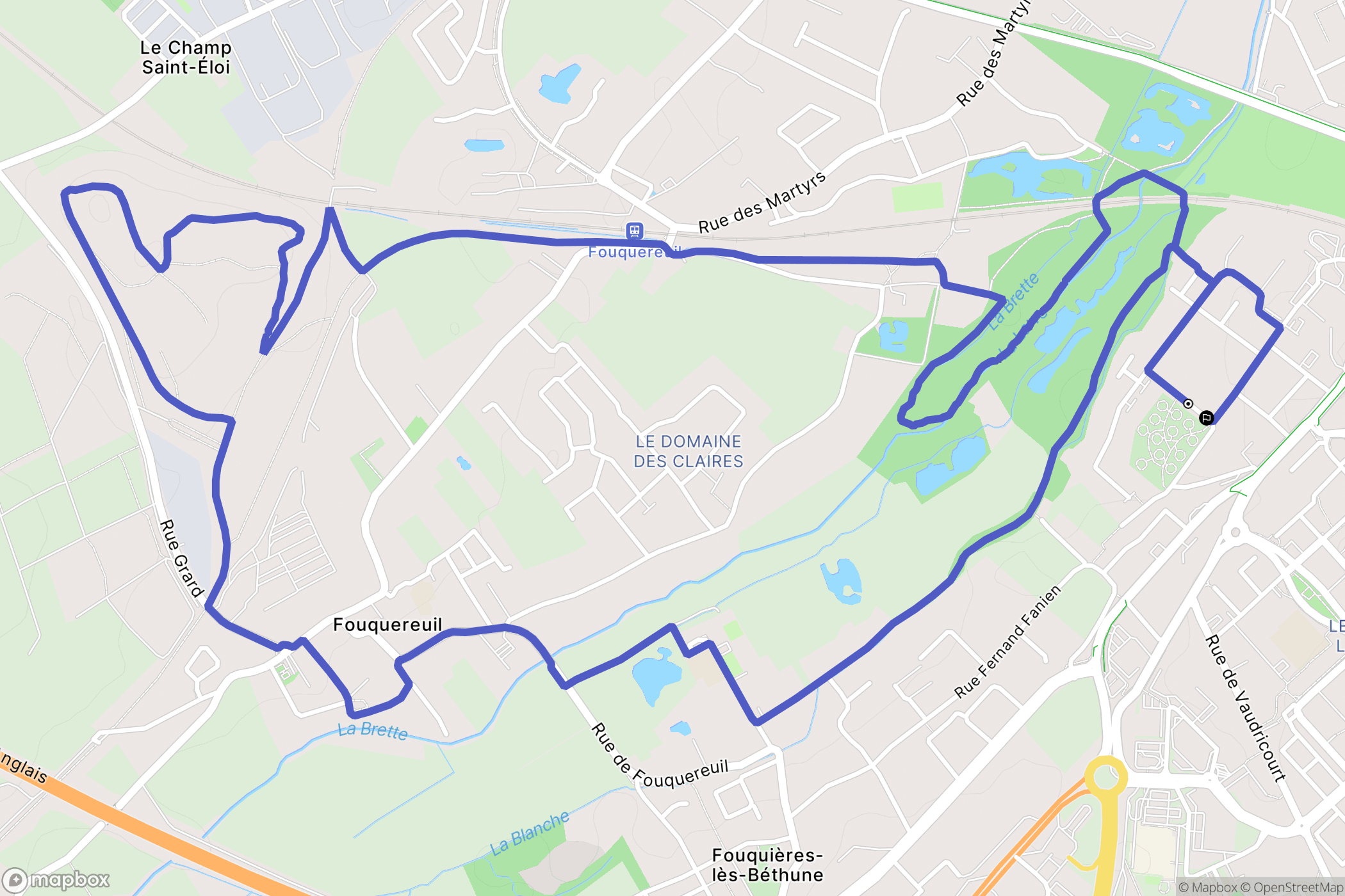 Béthune : carte du parcours de randonnée - France