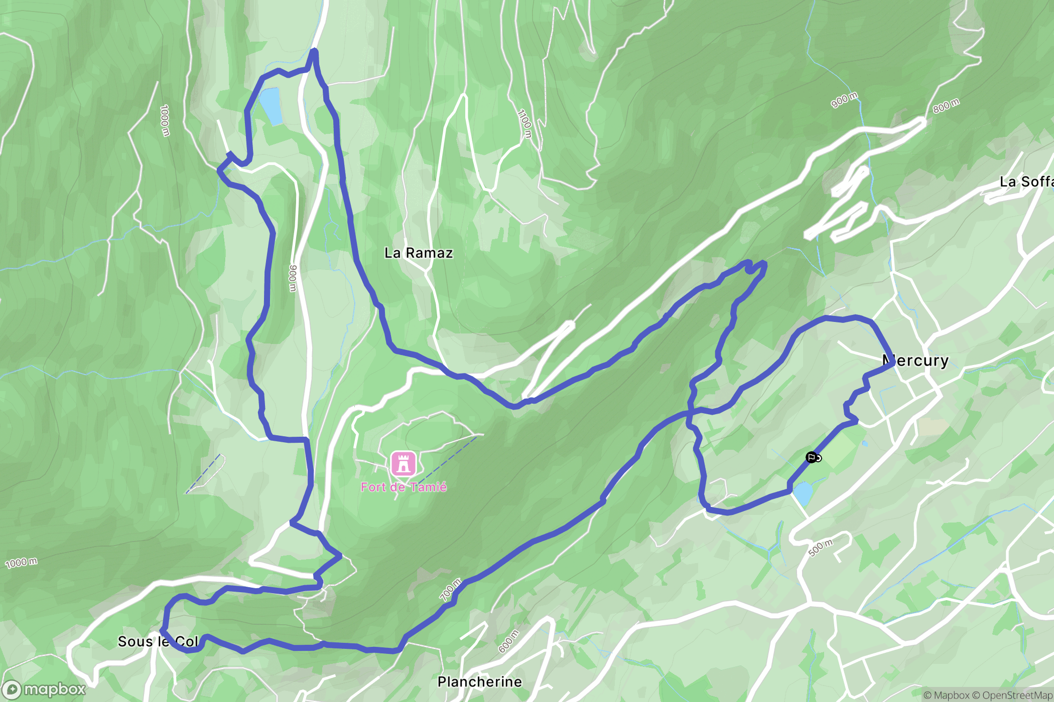 Mercury : carte du parcours de randonnée - France