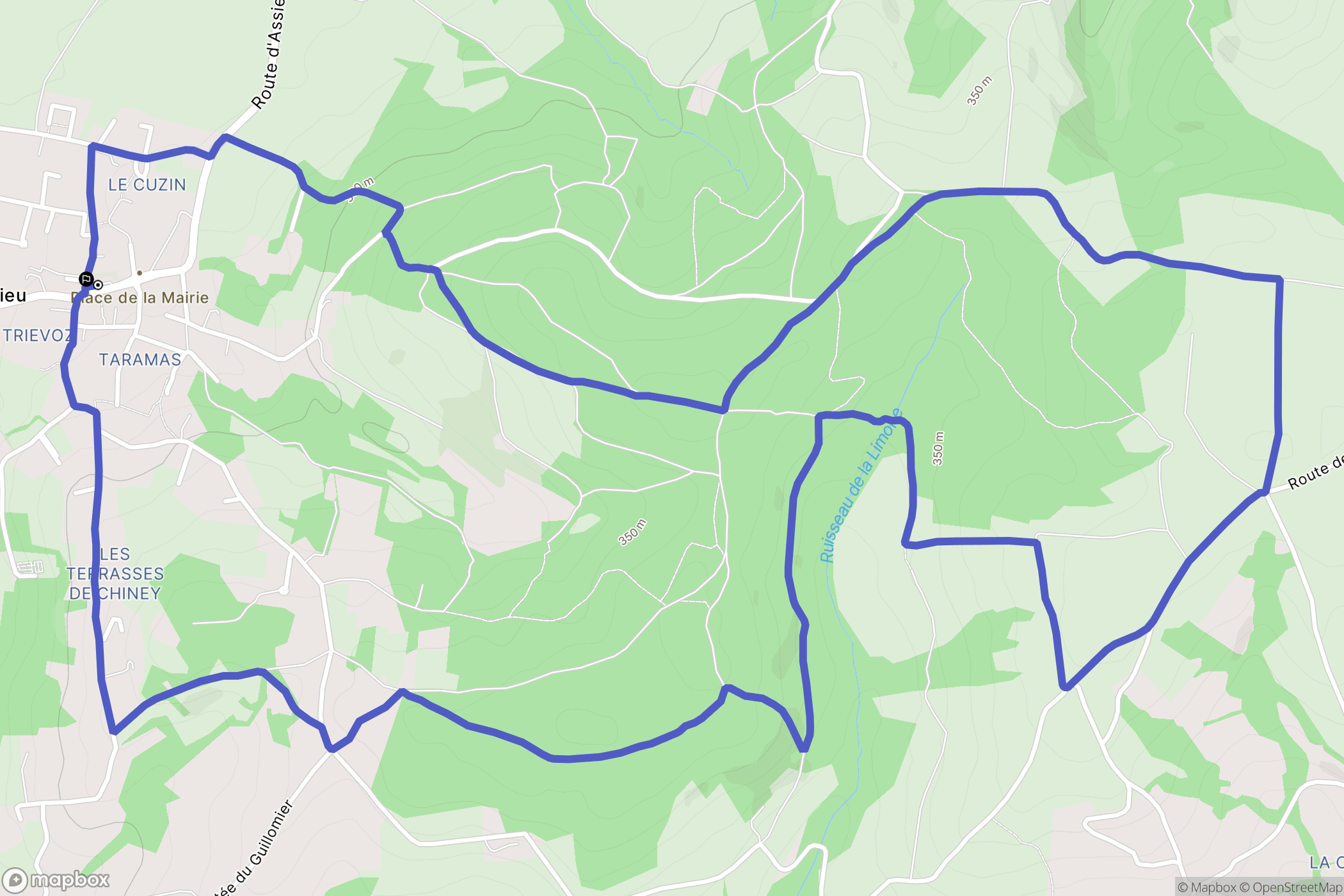 Assieu : carte du parcours de randonnée - France