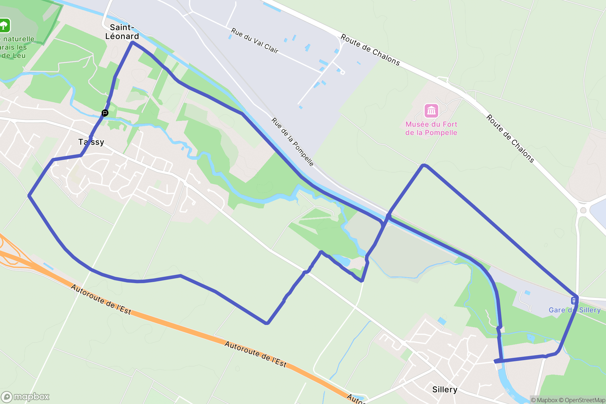 Taissy : carte du parcours de randonnée - France