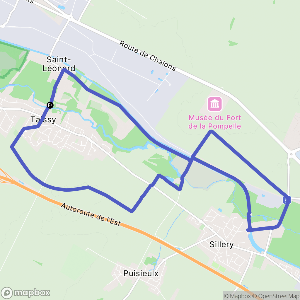Taissy : carte du parcours de randonnée - France