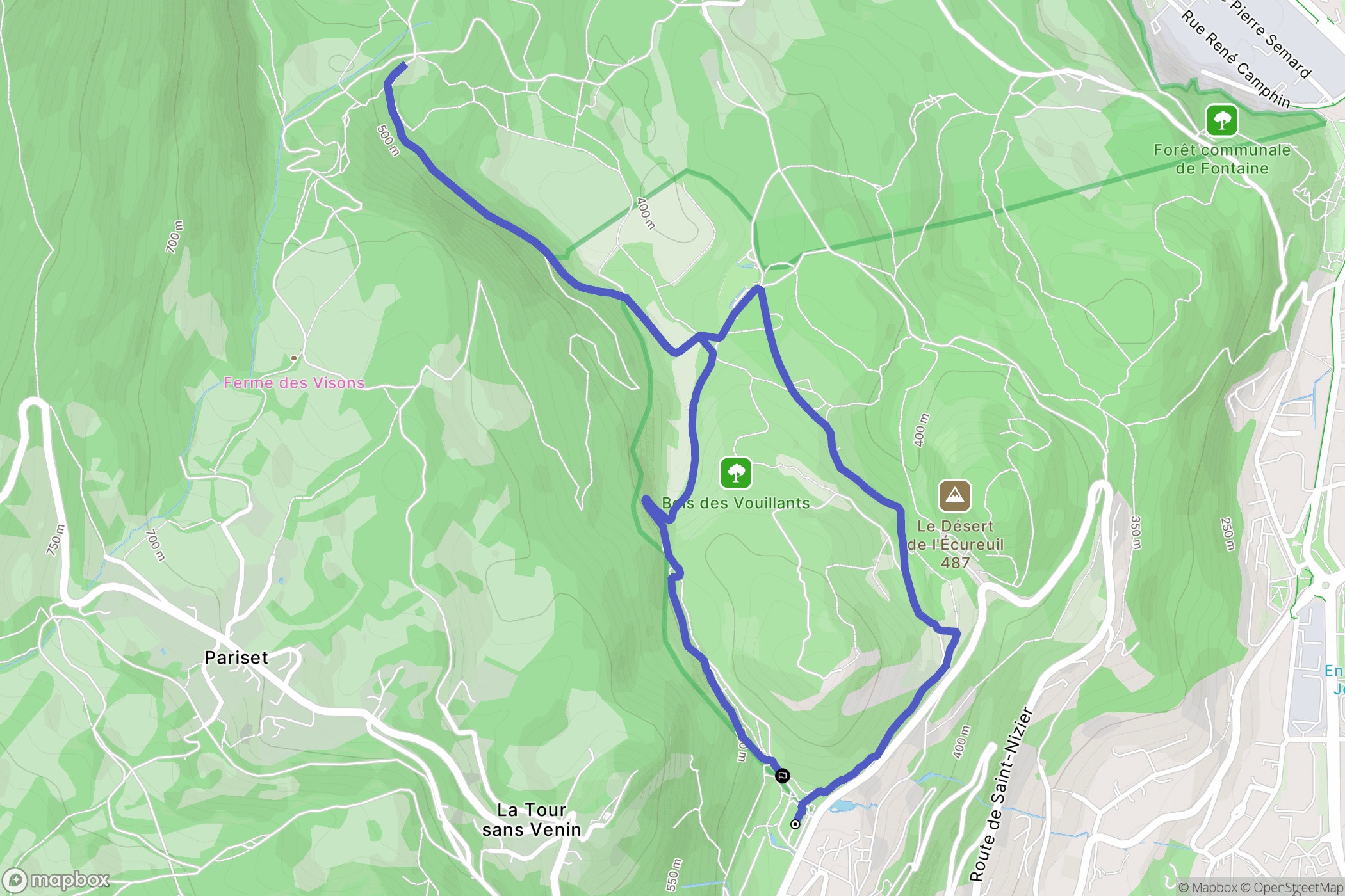 Seyssinet-Pariset : carte du parcours de randonnée - France