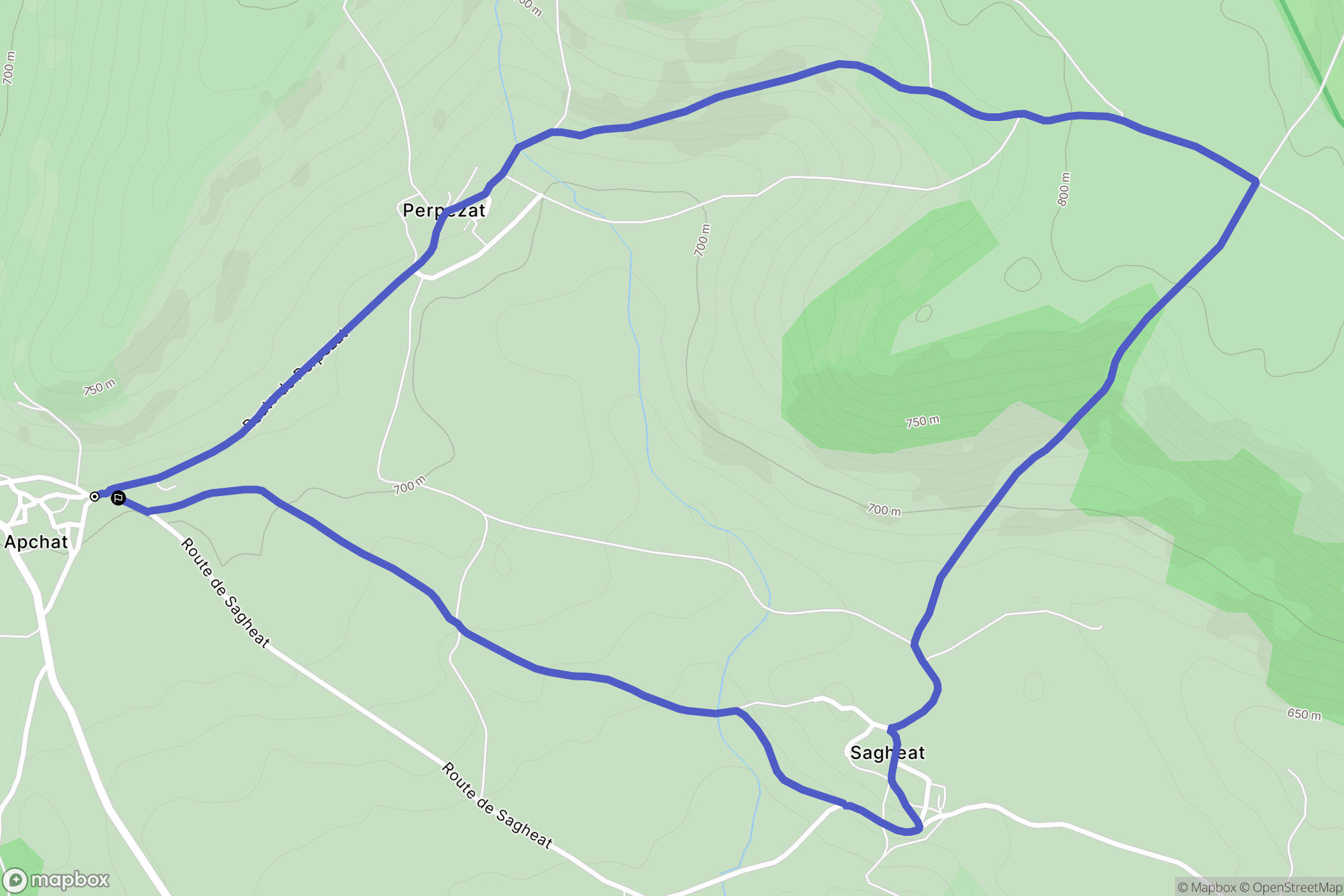 Apchat : carte du parcours de randonnée - France