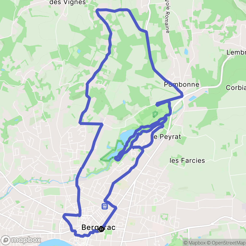Bergerac : carte du parcours de randonnée - France