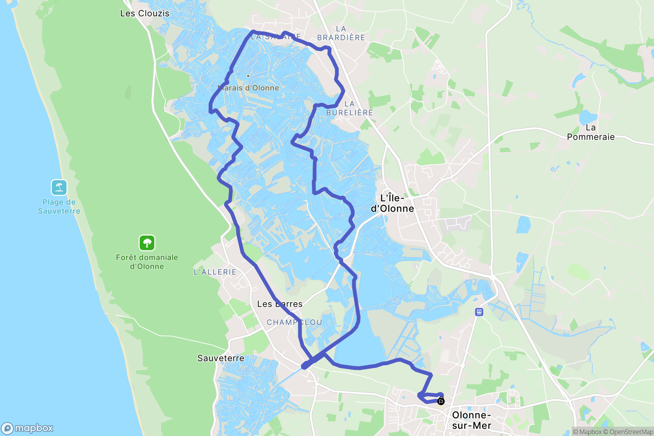 Les Sables-d'Olonne : carte du parcours de randonnée - France