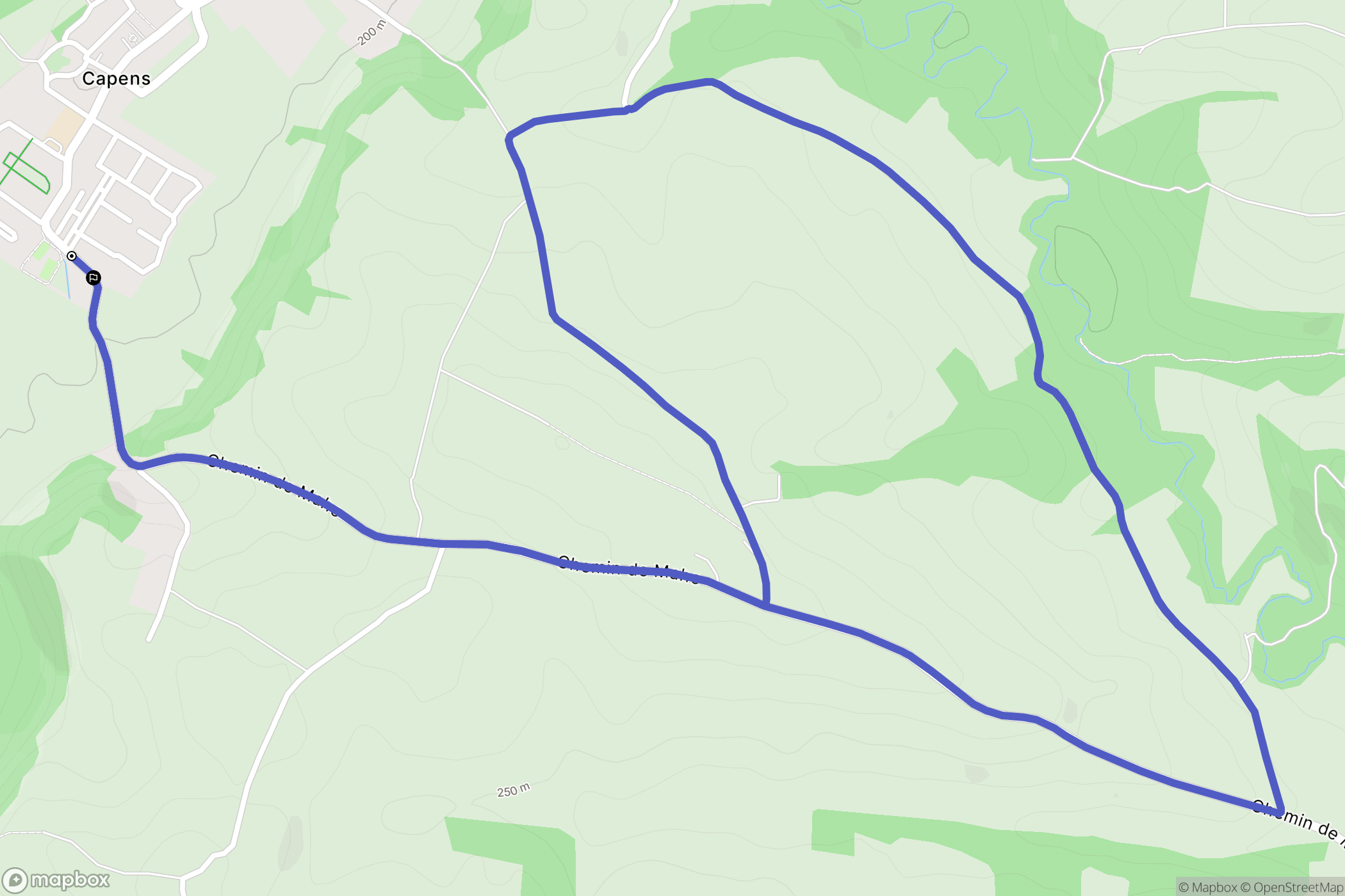 Capens : carte du parcours de randonnée - France