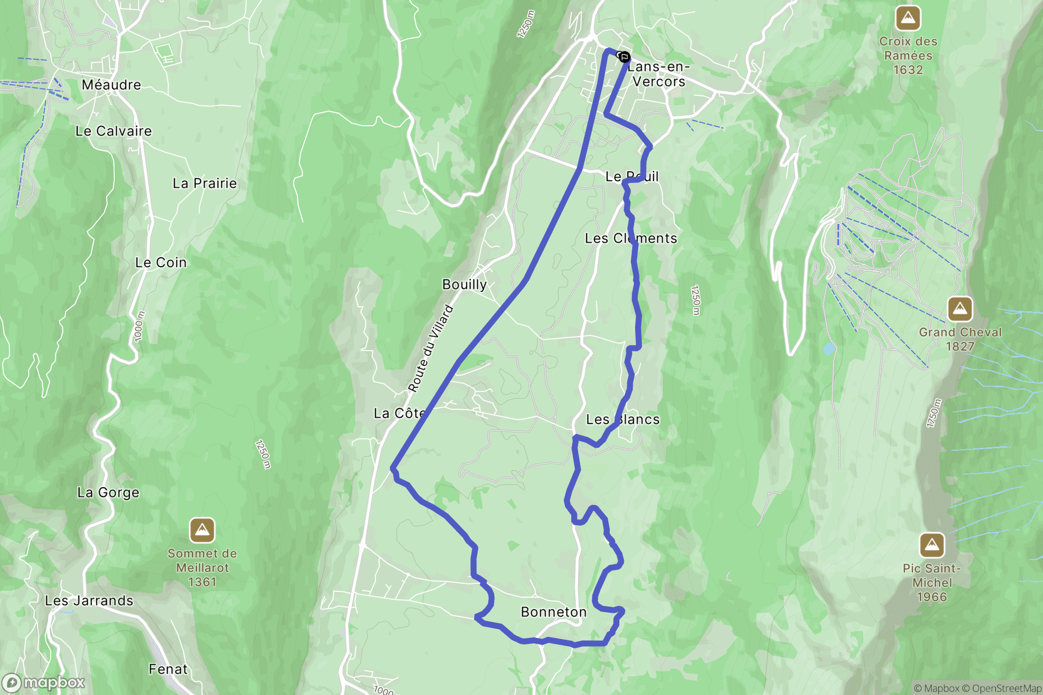 Lans-en-Vercors : carte du parcours de randonnée - France