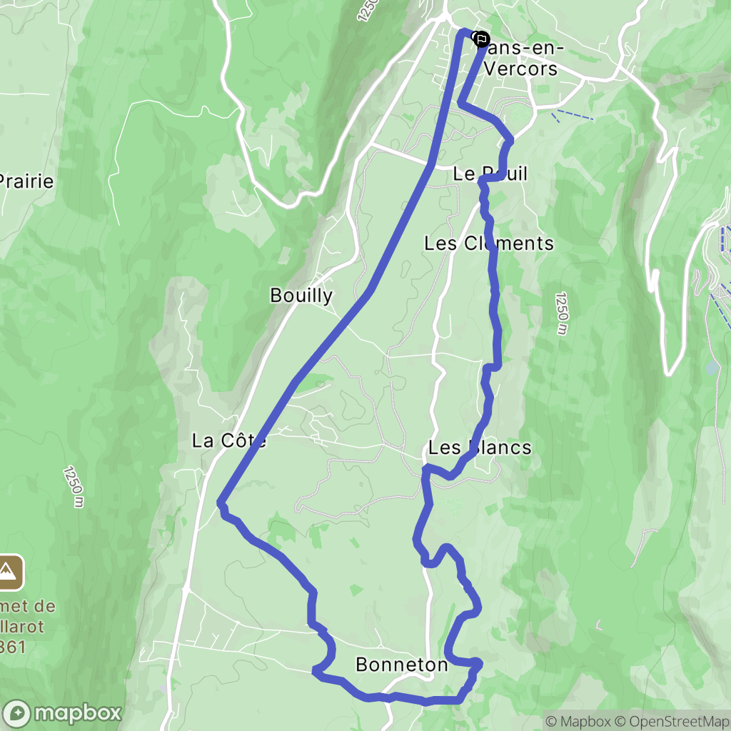 Lans-en-Vercors : carte du parcours de randonnée - France