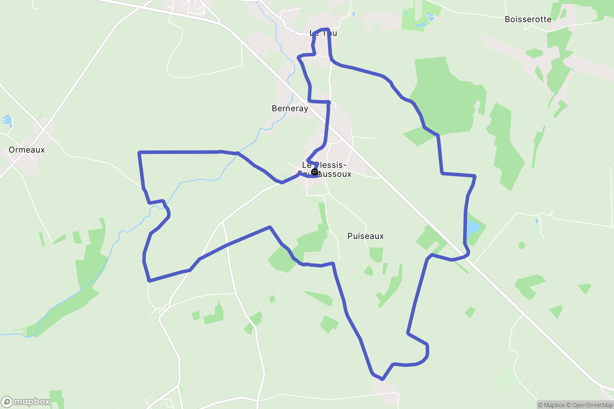 Le Plessis-Feu-Aussoux : carte du parcours de randonnée - France