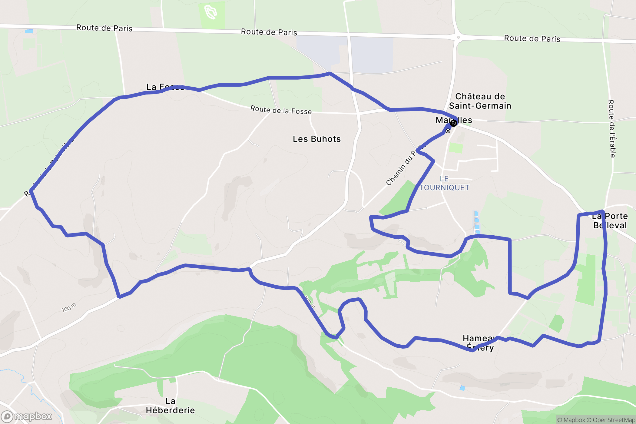Marolles : carte du parcours de randonnée - France