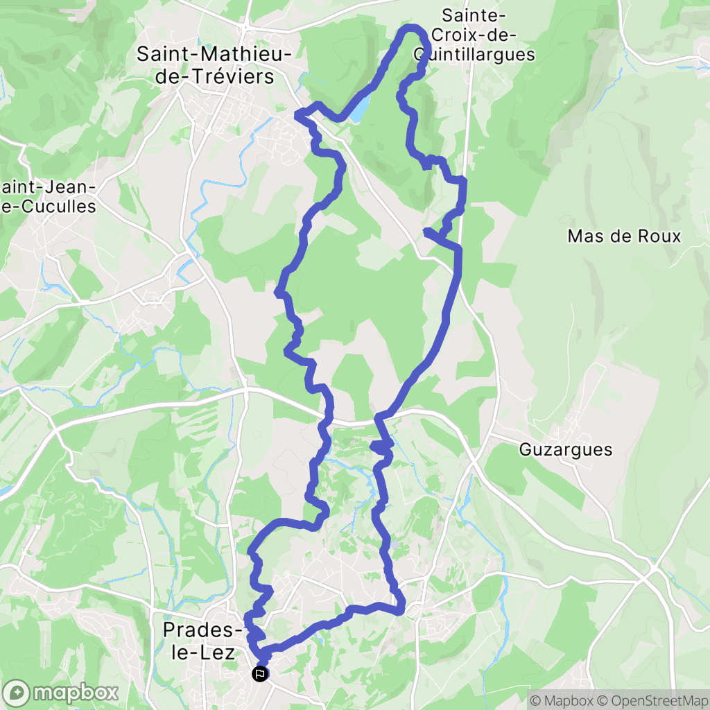 Prades-le-Lez : carte du parcours de randonnée - France
