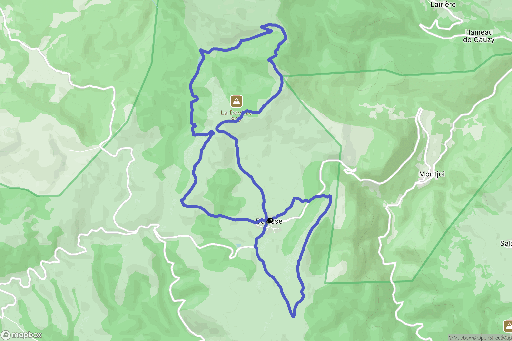 Bouisse : carte du parcours de randonnée - France
