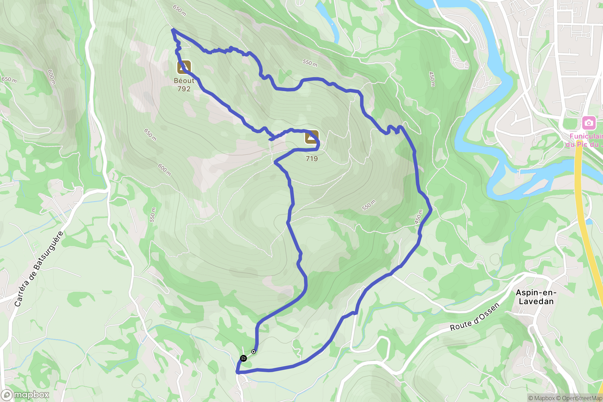 Ossen : carte du parcours de randonnée - France