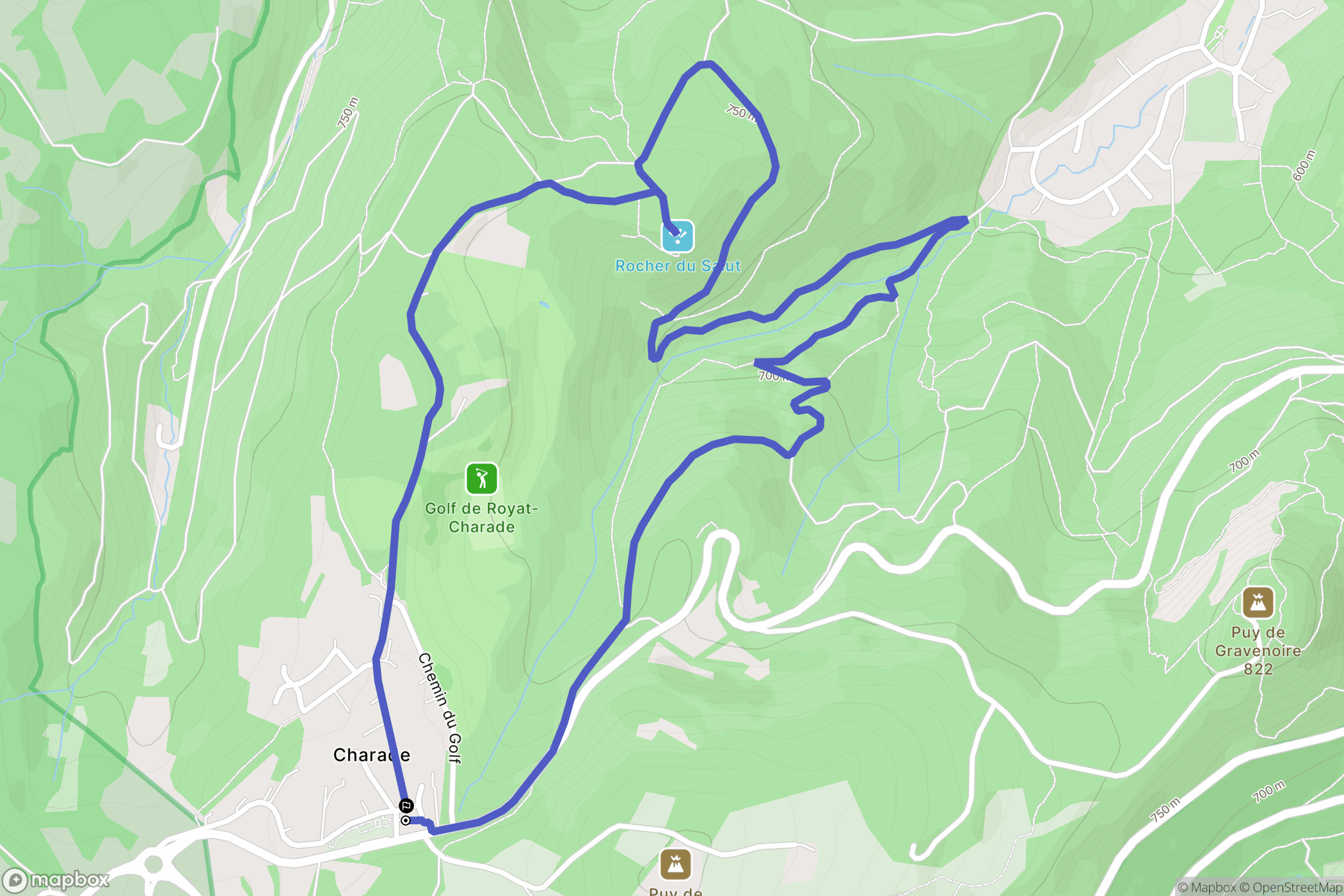 Royat : carte du parcours de randonnée - France