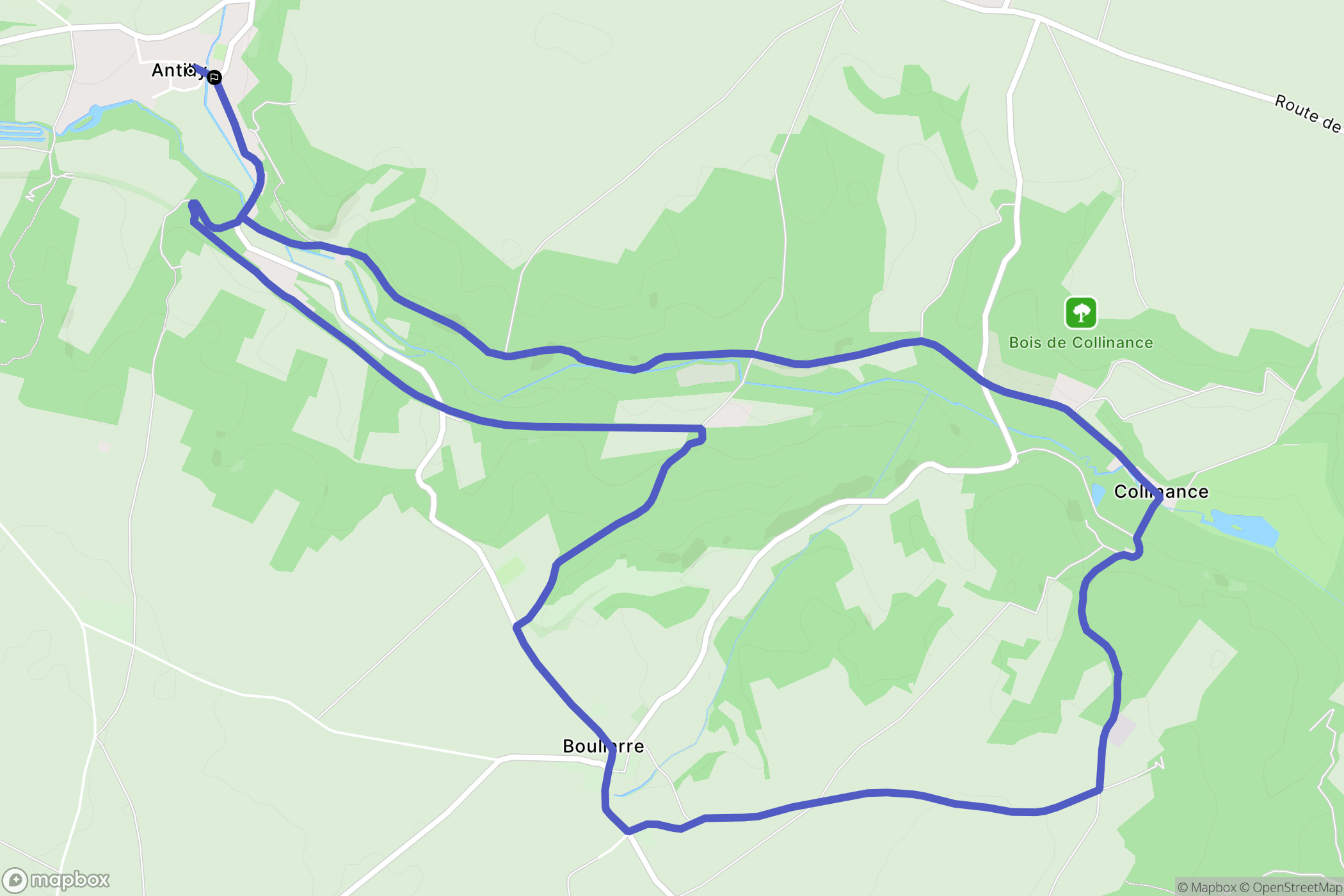 Antilly : carte du parcours de randonnée - France