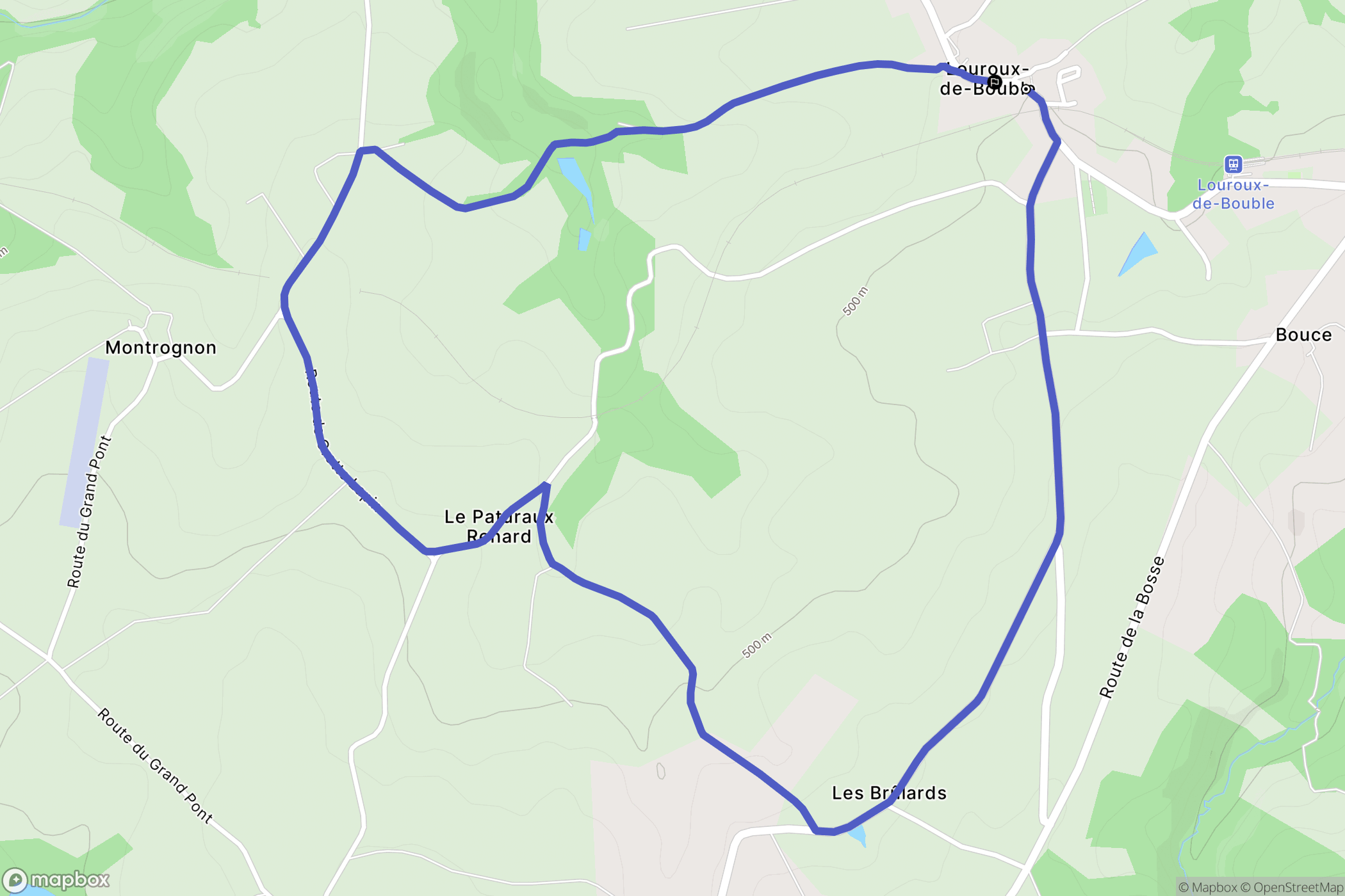 Louroux-de-Bouble : carte du parcours de randonnée - France