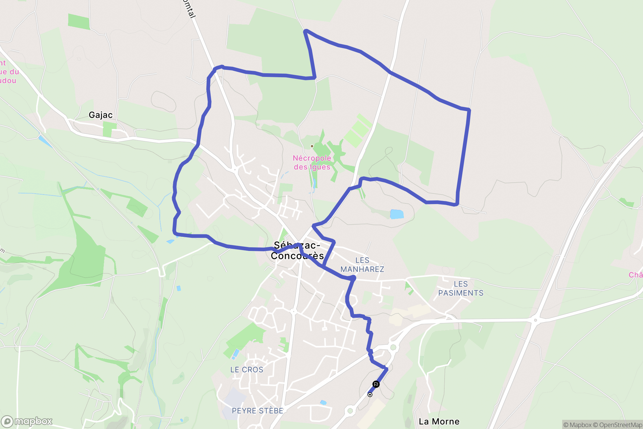 Onet-le-Château : carte du parcours de randonnée - France