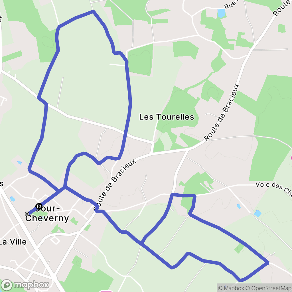 Cour-Cheverny : carte du parcours de randonnée - France