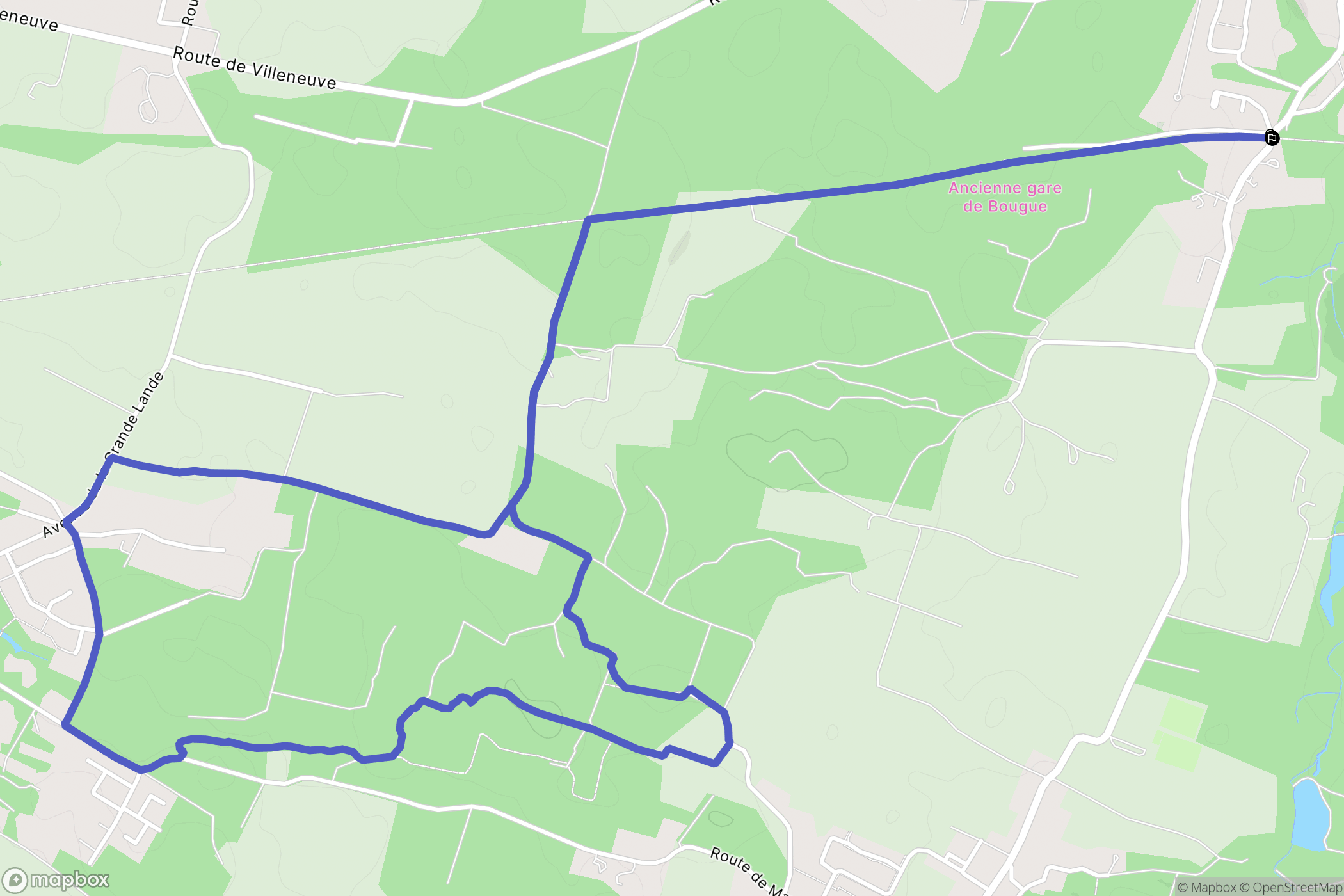 Bougue : carte du parcours de randonnée - France
