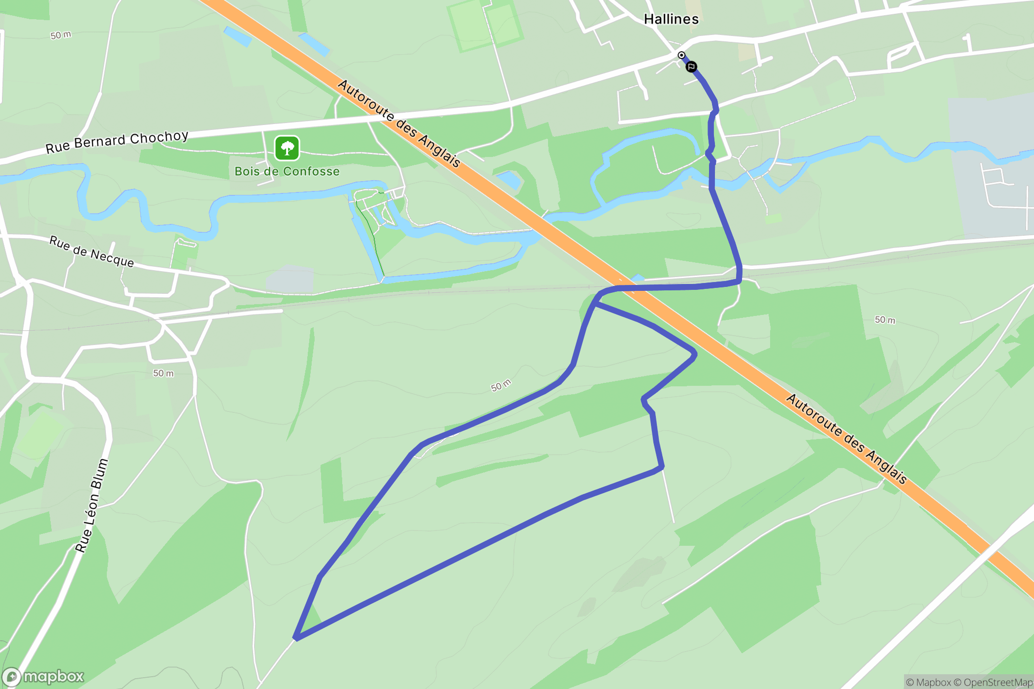 Hallines : carte du parcours de randonnée - France
