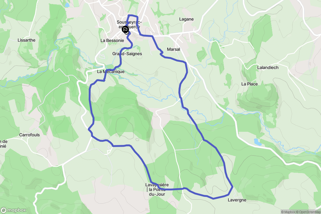 Sousceyrac-en-Quercy : carte du parcours de randonnée - France