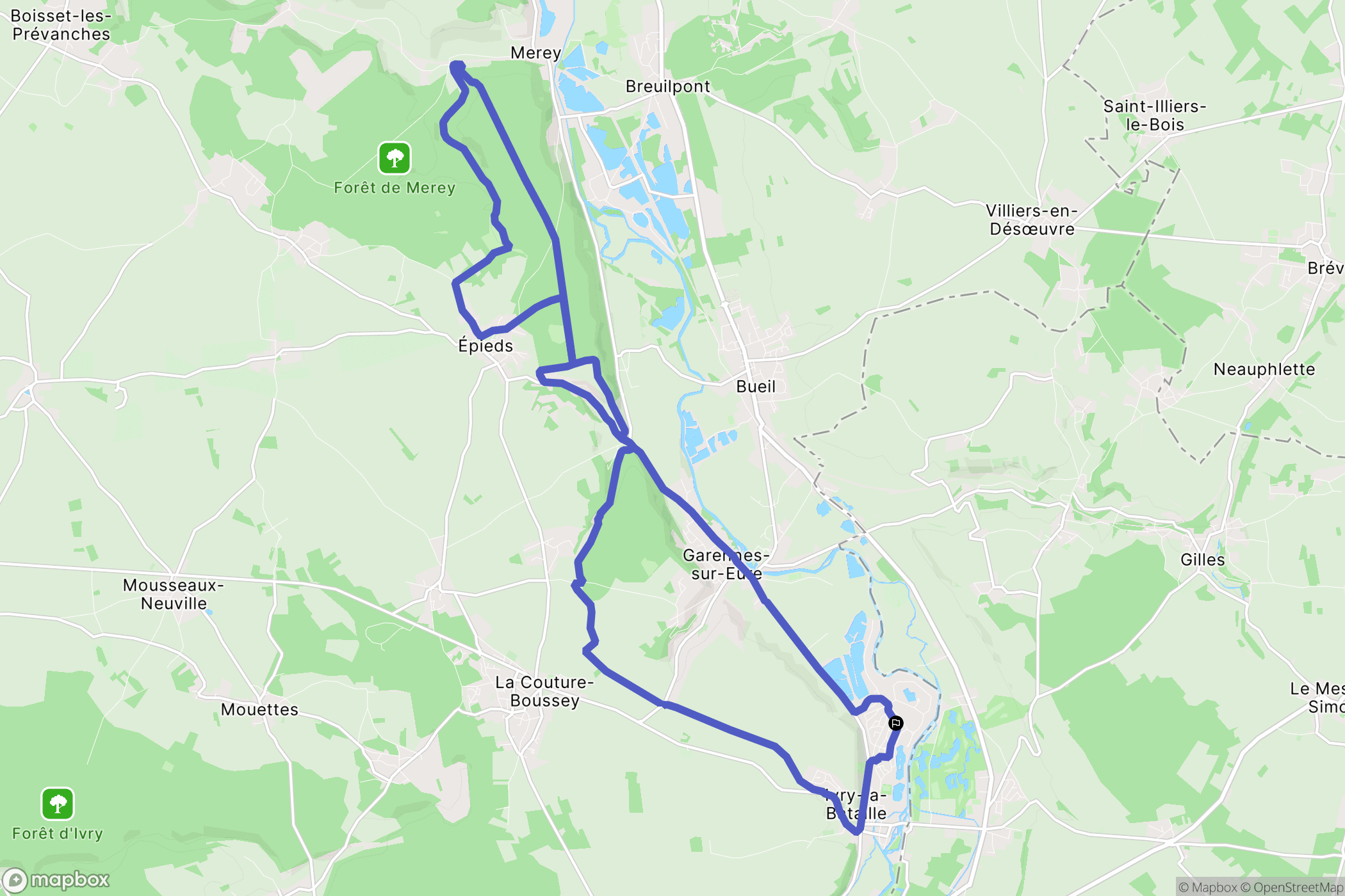 Ivry-la-Bataille : carte du parcours de randonnée - France