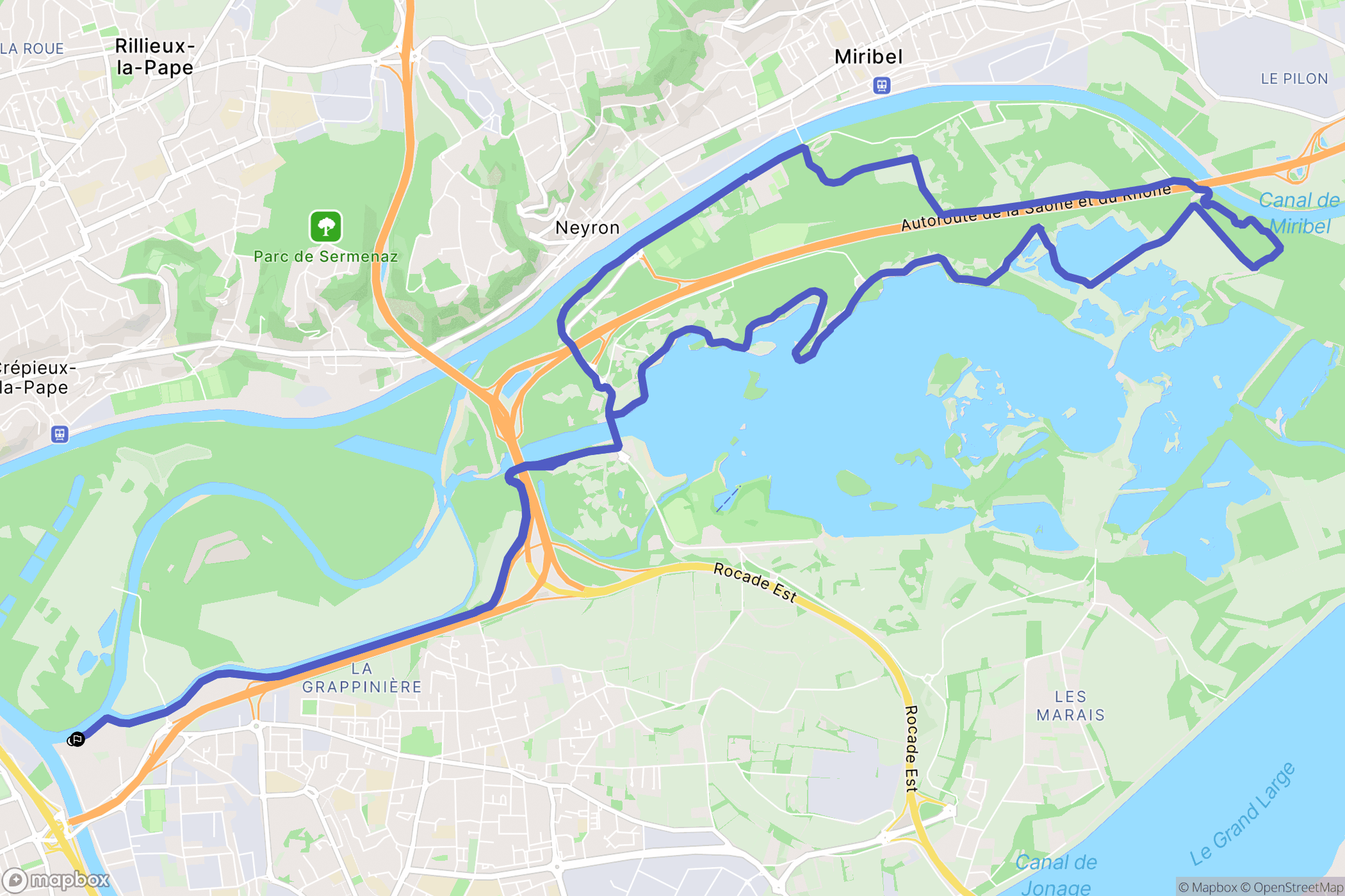 Vaulx-en-Velin : carte du parcours de randonnée - France