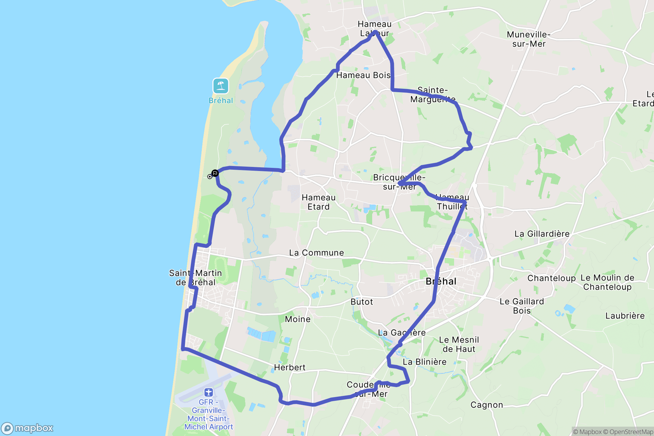Bricqueville-sur-Mer : carte du parcours de randonnée - France