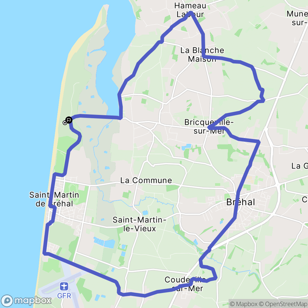 Bricqueville-sur-Mer : carte du parcours de randonnée - France
