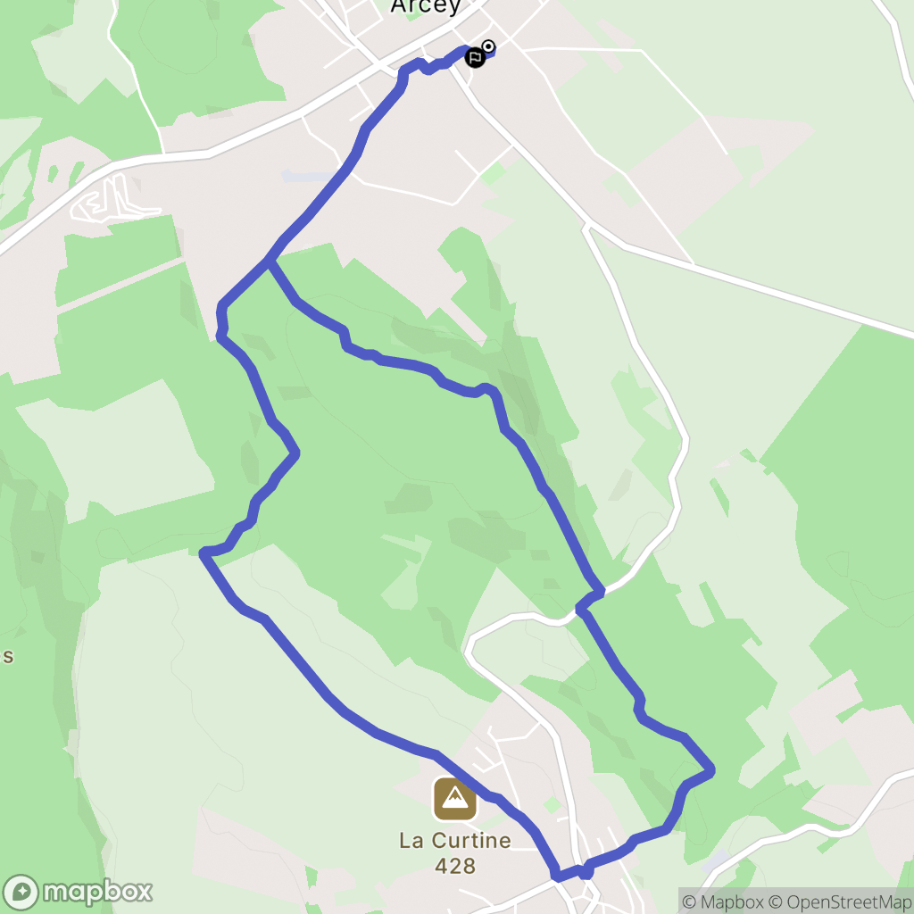 Arcey : carte du parcours de randonnée - France