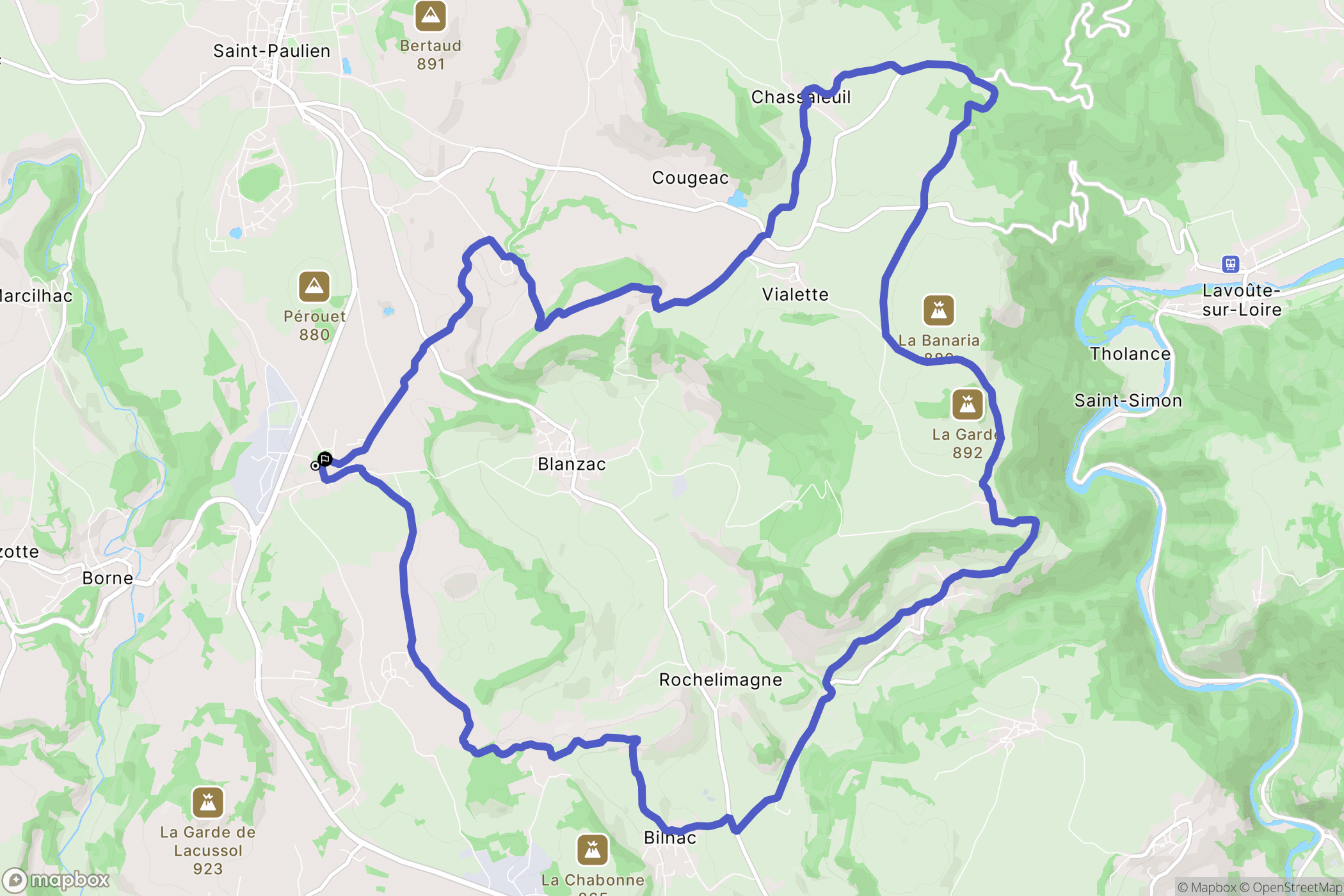 Saint-Paulien : carte du parcours de randonnée - France