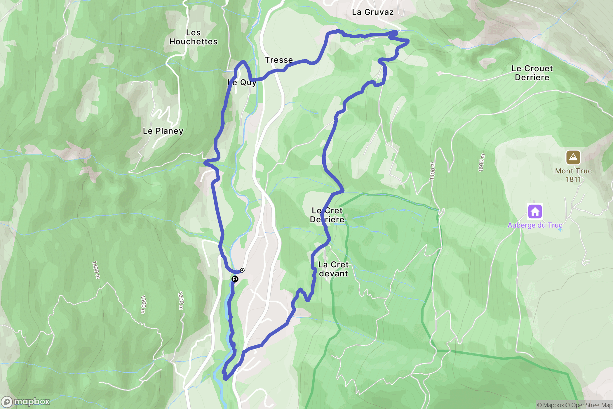 Les Contamines-Montjoie : carte du parcours de randonnée - France