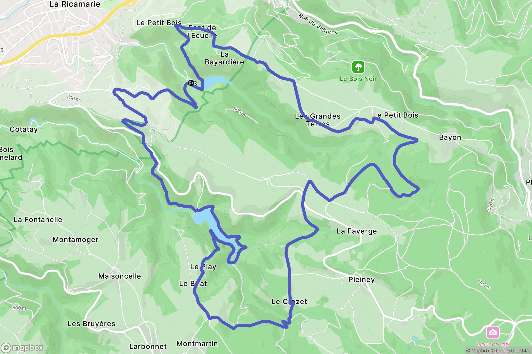La Ricamarie : carte du parcours de randonnée - France