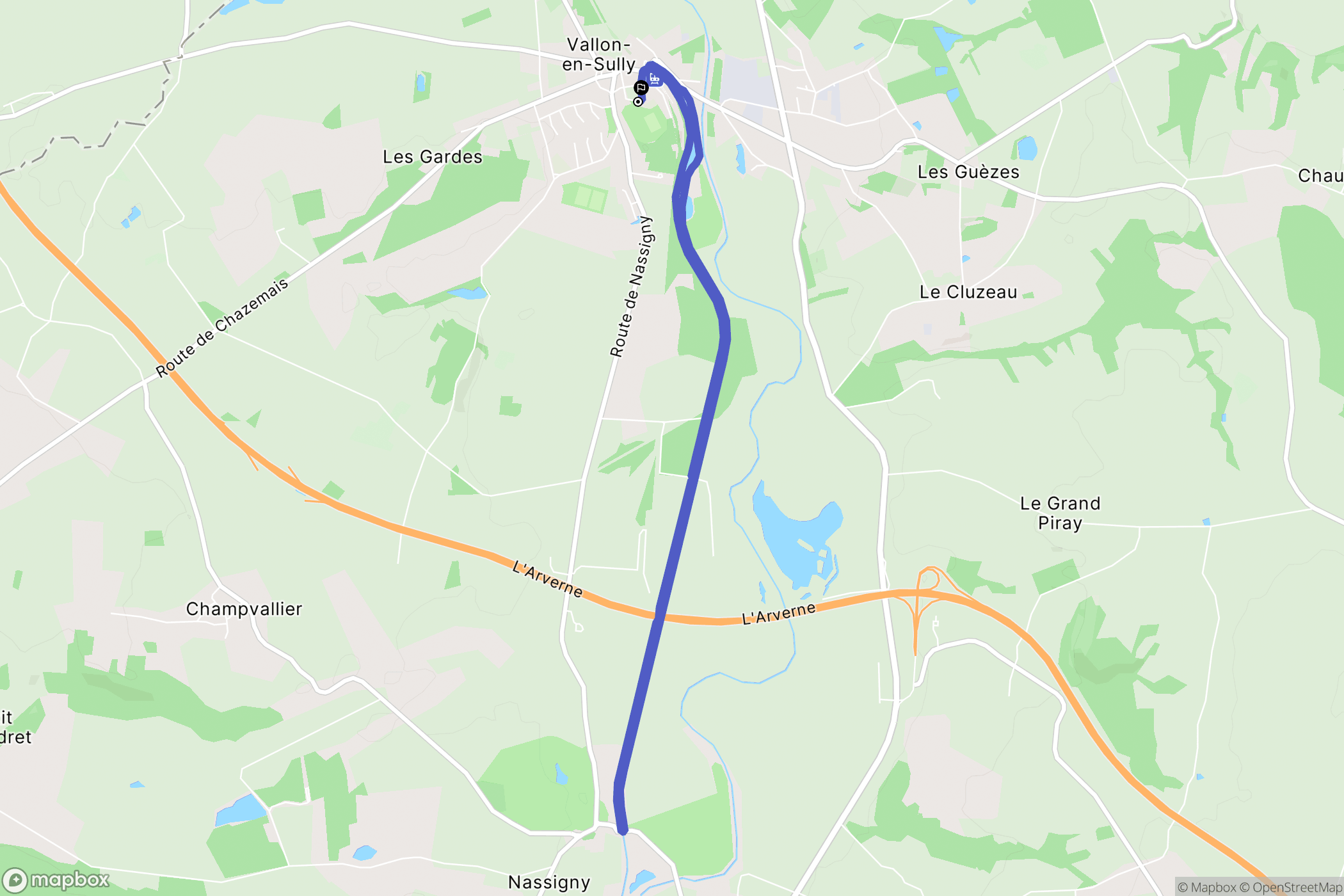 Vallon-en-Sully : carte du parcours de randonnée - France