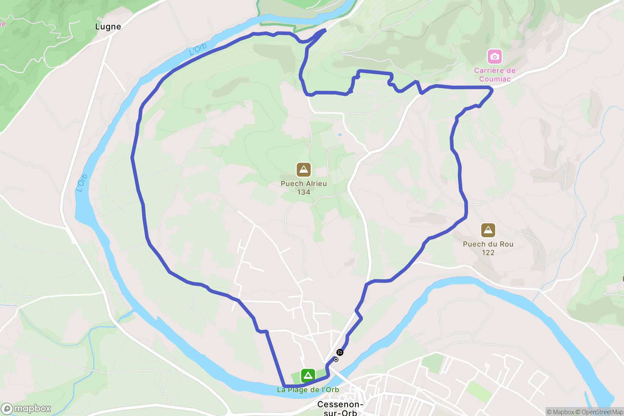 Cessenon-sur-Orb : carte du parcours de randonnée - France