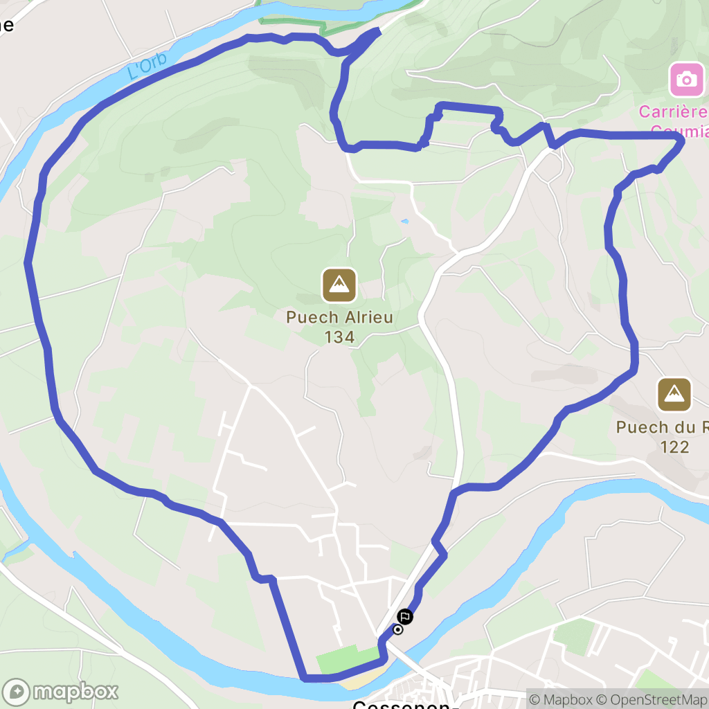 Cessenon-sur-Orb : carte du parcours de randonnée - France