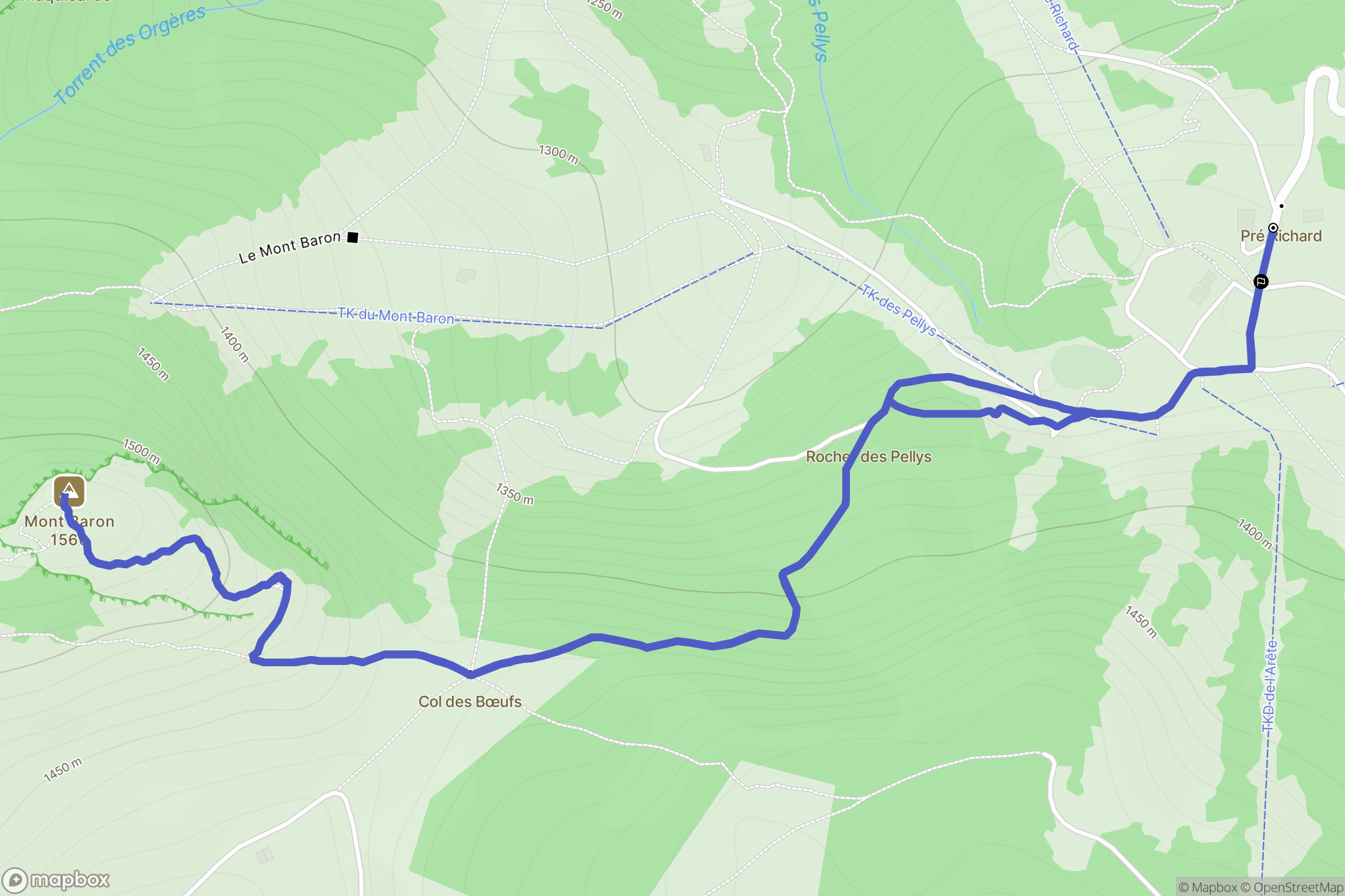 Bernex : carte du parcours de randonnée - France