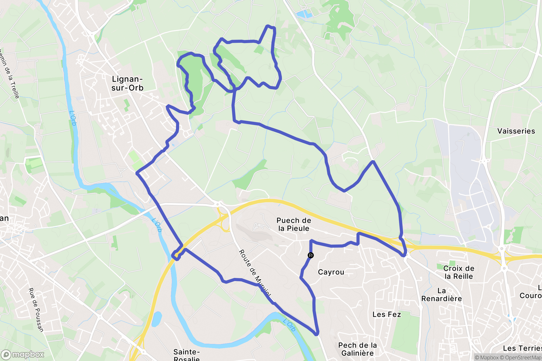 Béziers : carte du parcours de randonnée - France