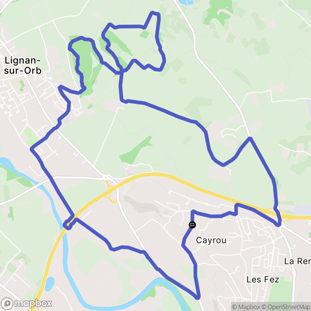 Béziers : carte du parcours de randonnée - France