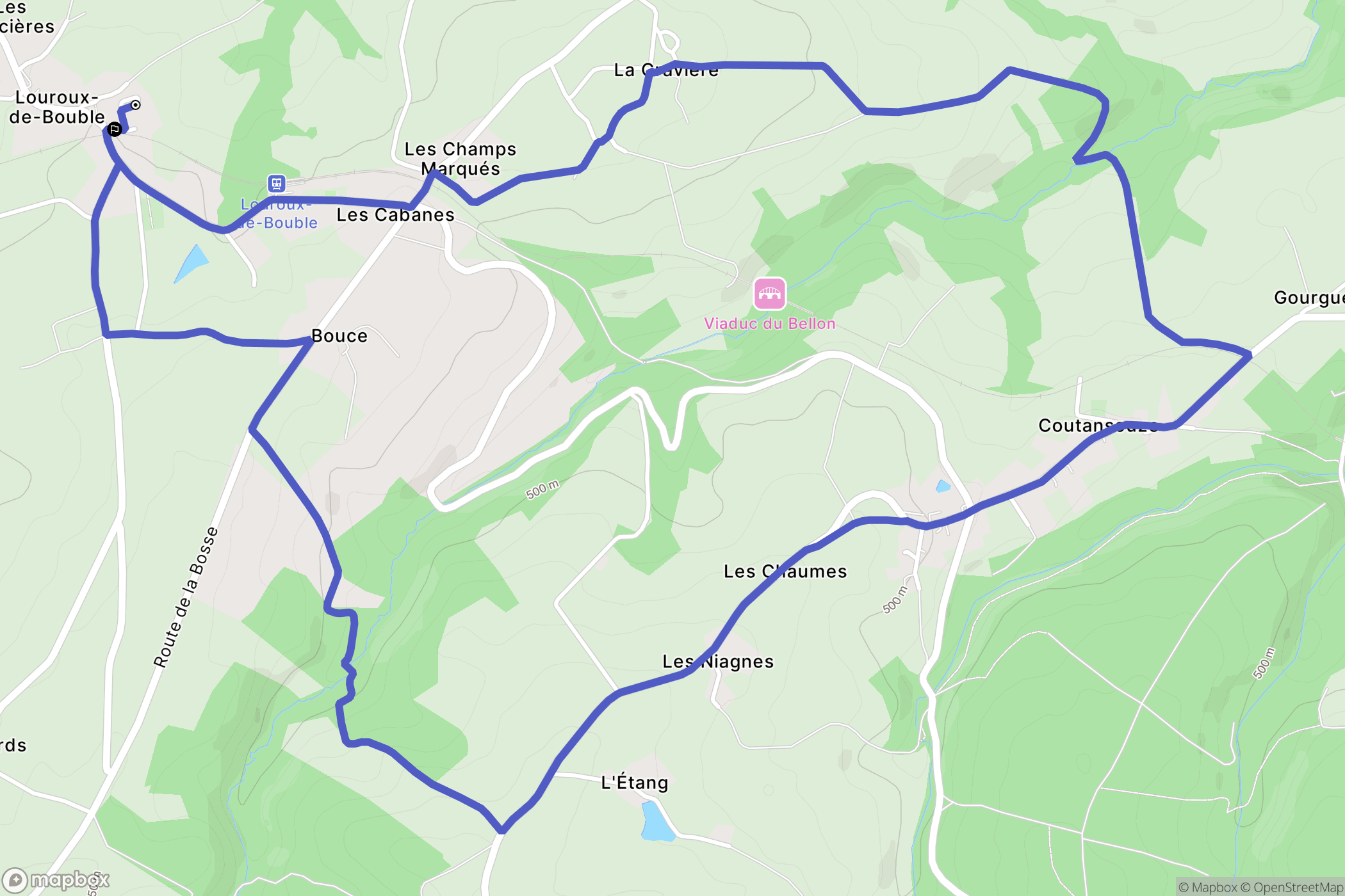 Louroux-de-Bouble : carte du parcours de randonnée - France