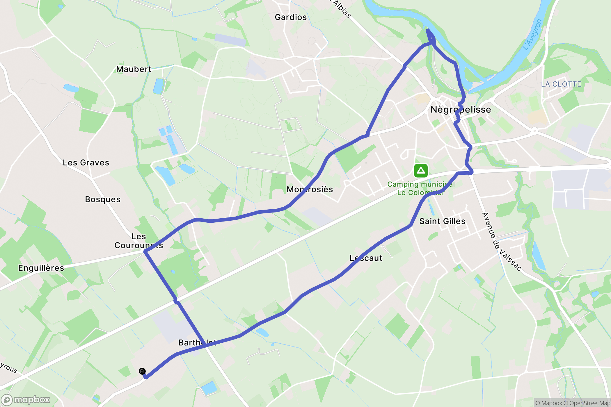 Nègrepelisse : carte du parcours de randonnée - France