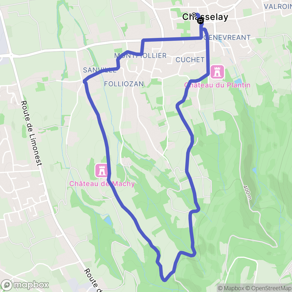 Chasselay : carte du parcours de randonnée - France