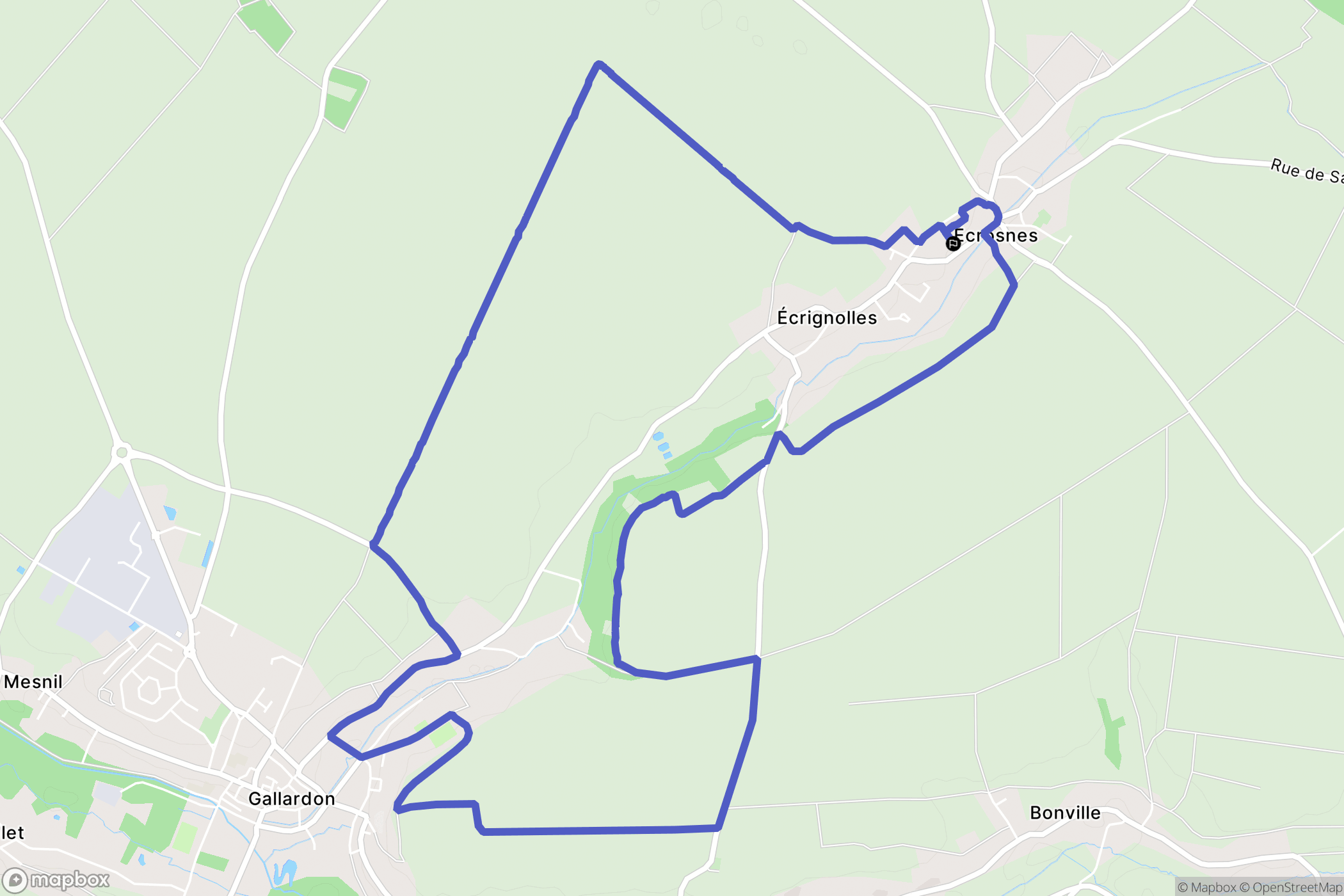 Écrosnes : carte du parcours de randonnée - France
